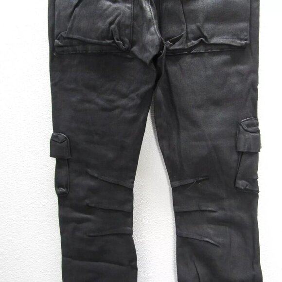 NEW TULONES Mens Coated Cargo Jeans Size 29 x 36 Black - Picture 10 of 12